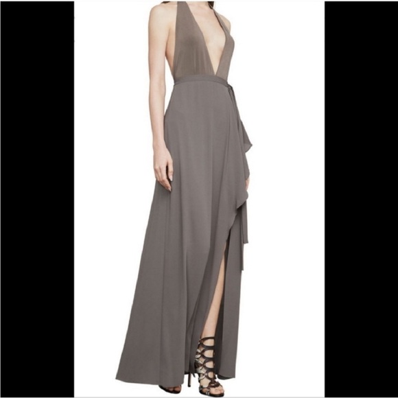 BCBGMaxAzria Dresses & Skirts - BCBG Maxazria Taupe Angeline Gown with Halter Bodysuit